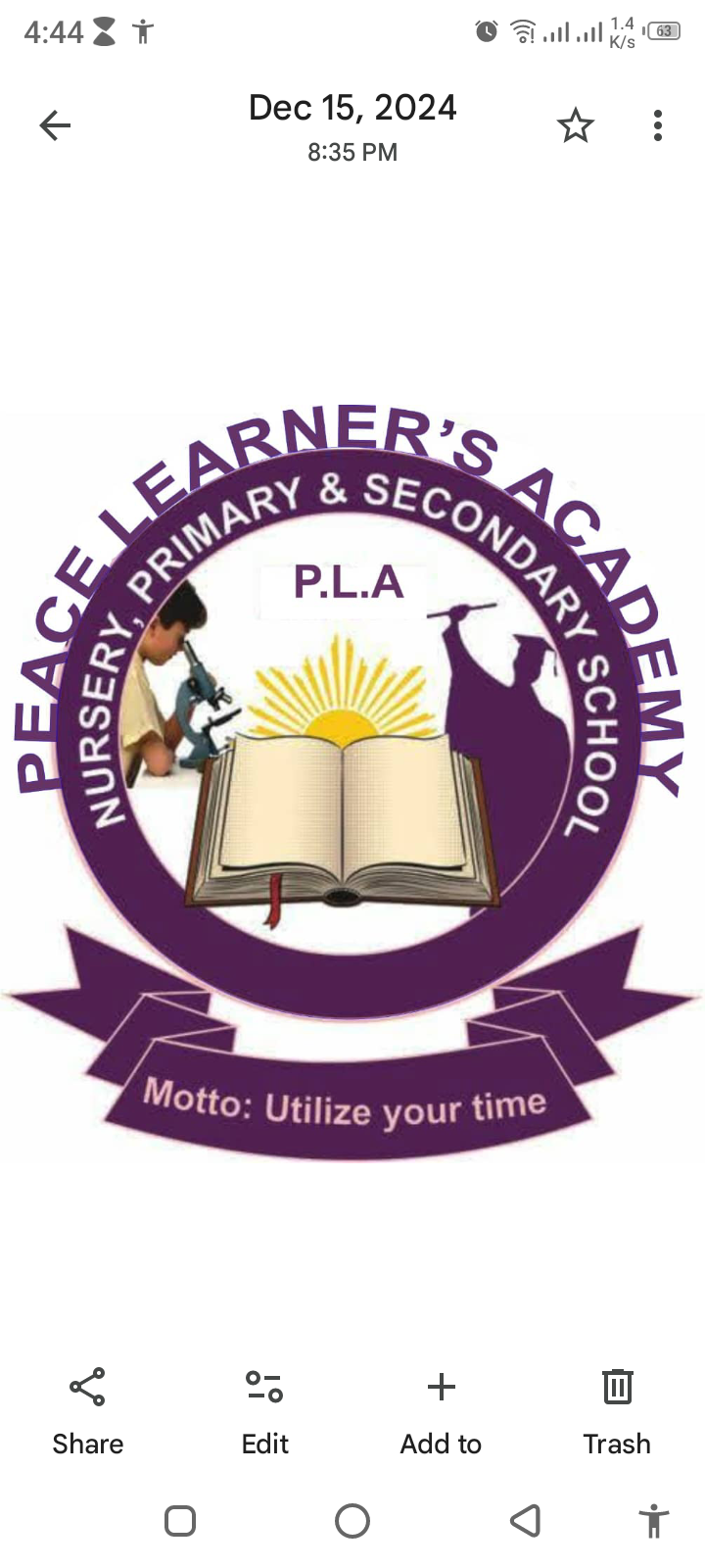 PEACE LEARNER'S ACADEMY POTISKUM